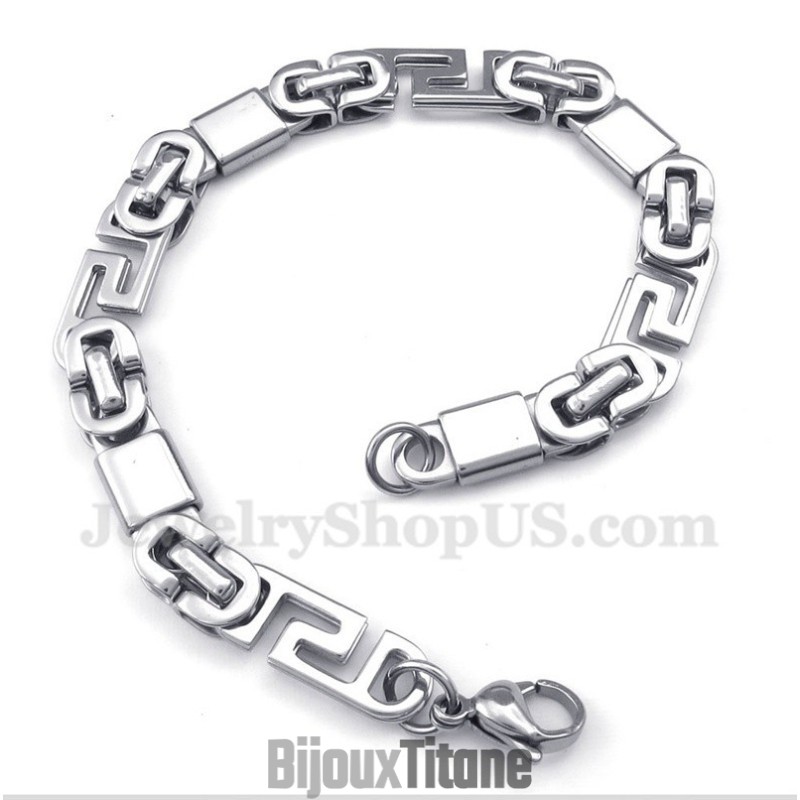 Bracelet Homme En Titane À Motif Méandre Grec