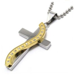 Pendentif Croix En Titane Style S Avec Diamants
