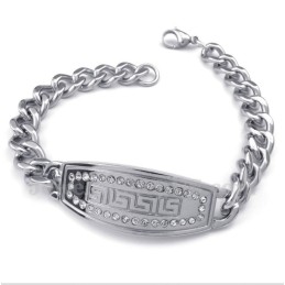 Bracelet Homme En Titane Avec Motif Méandre Grec Et Diamants