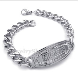 Bracelet Homme En Titane Avec Motif Méandre Grec Et Diamants