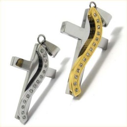 Pendentif Croix En Titane Style S Avec Diamants
