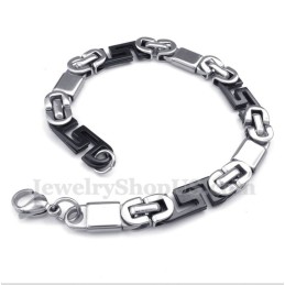 Bracelet Homme En Titane Noir À Motif Méandre Grec