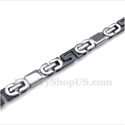 Bracelet Homme En Titane Noir À Motif Méandre Grec