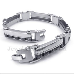 Bracelet Dentelé Noir En Titane Pour Homme