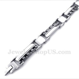 Bracelet Dentelé Noir En Titane Pour Homme