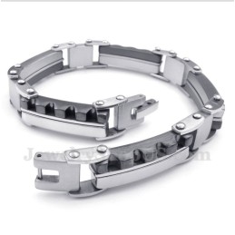 Bracelet Dentelé Noir En Titane Pour Homme