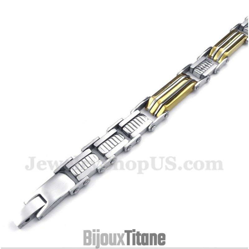 Bracelet Trapèze En Titane Et Or Pour Homme