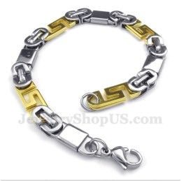 Bracelet Homme En Titane Et Or À Motif Méandre Grec