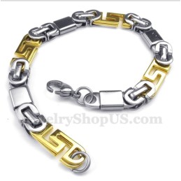 Bracelet Homme En Titane Et Or À Motif Méandre Grec