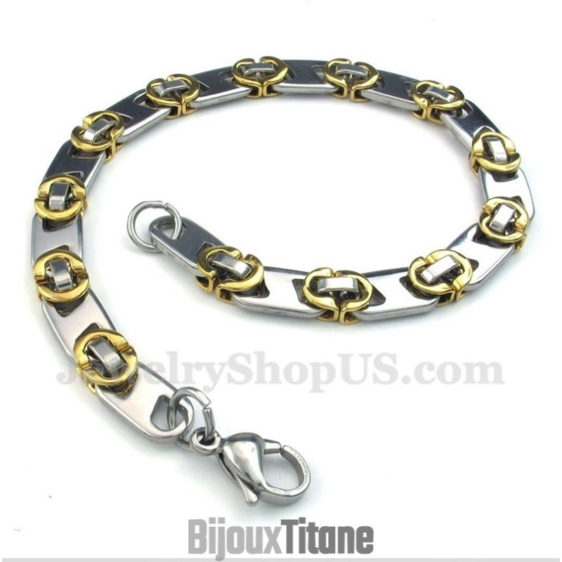 Bracelet Homme En Titane Et Or Demi-Croissant Bracelet Homme En Titane Et Or Demi-Croissant