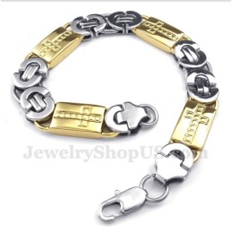 Bracelet Croix En Titane Et Or Pour Homme