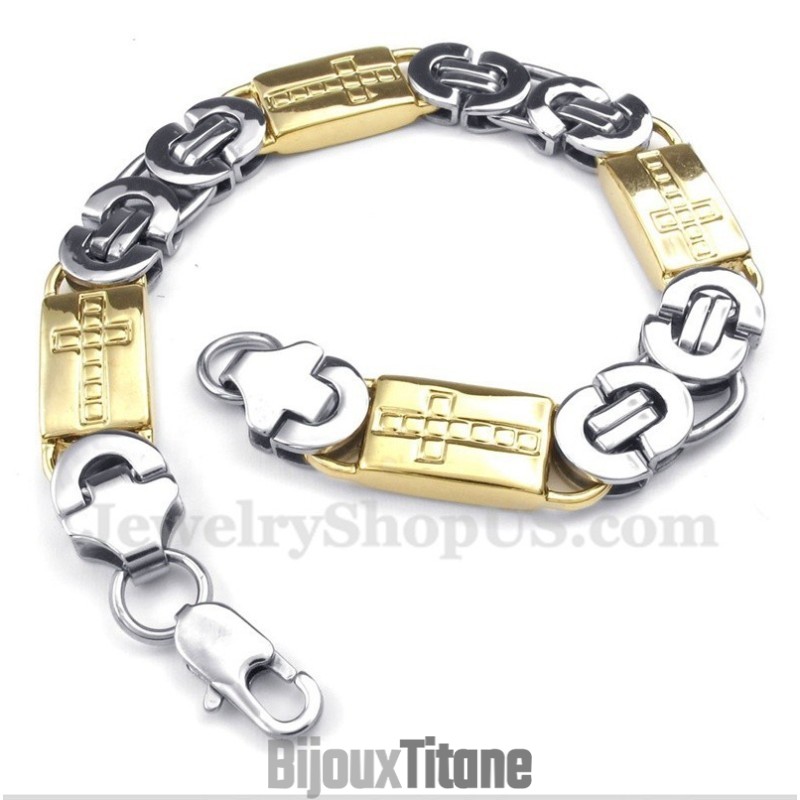 Bracelet Homme En Titane Et Or