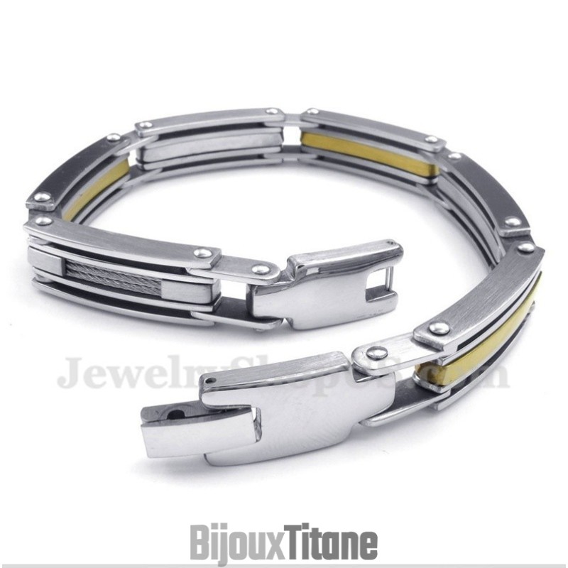 Bracelet Homme En Titane Et Or Bracelet Homme En Titane Et Or