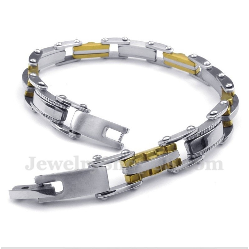 Bracelet Dentelé En Titane Et Or Pour Homme
