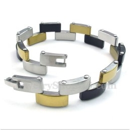 Bracelet Homme En Titane, Or Et Noir