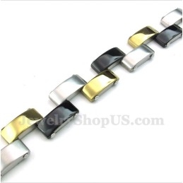 Bracelet Homme En Titane, Or Et Noir