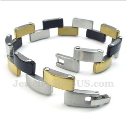 Bracelet Homme En Titane, Or Et Noir