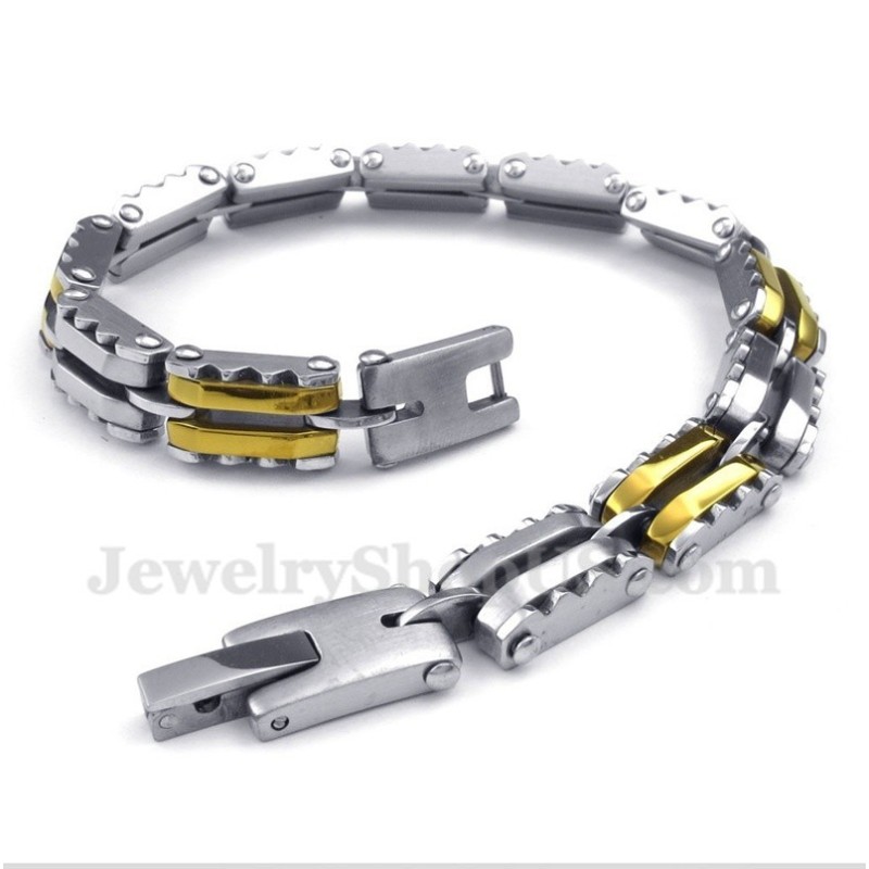 Bracelet Dentelé En Titane Et Or Pour Homme Bracelet Dentelé En Titane Et Or Pour Homme