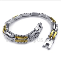 Bracelet Dentelé En Titane Et Or Pour Homme
