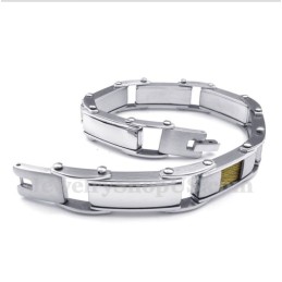 Bracelet Câble En Titane Et Or Pour Homme