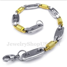 Bracelet Cylindrique En Titane Et Or Pour Homme