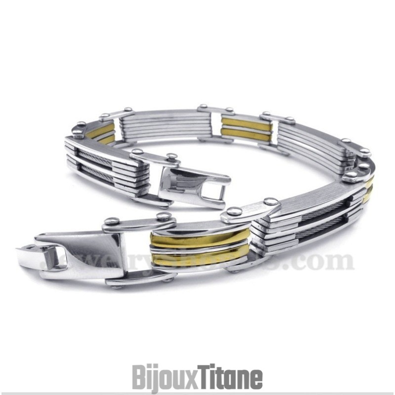 Bracelet Homme En Or Et Titane Bracelet Homme En Or Et Titane
