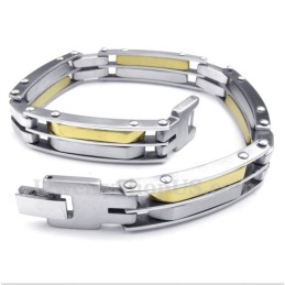 Bracelet Câble En Titane Et Or Pour Homme