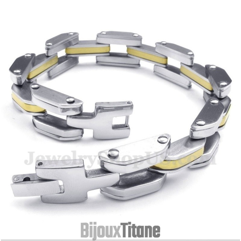 Bracelet Homme En Titane Et Or Bracelet Homme En Titane Et Or