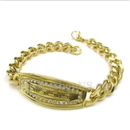 Bracelet Homme En Titane, Or Et Diamants, Motif Méandre Grec