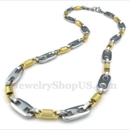 Collier Cylindre En Titane Et Or Pour Homme