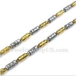 Collier Cylindre Creux En Titane Et Or Pour Homme
