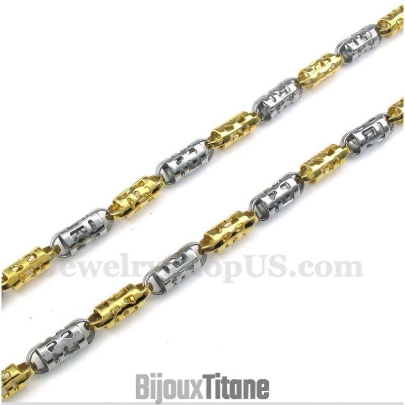 Collier Cylindre Creux En Titane Et Or Pour Homme Collier Cylindre Creux En Titane Et Or Pour Homme