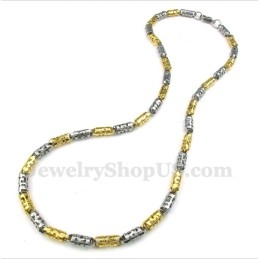 Collier Cylindre Creux En Titane Et Or Pour Homme