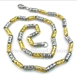 Collier Cylindre Creux En Titane Et Or Pour Homme