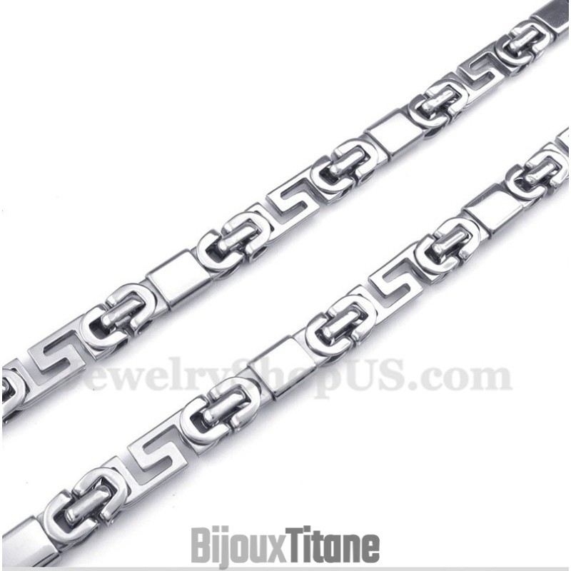 Collier Pour Homme En Titane À Motif Méandre Grec Collier Pour Homme En Titane À Motif Méandre Grec