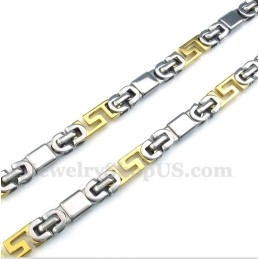Collier Pour Homme En Titane Et Or Avec Motif Méandre Grec