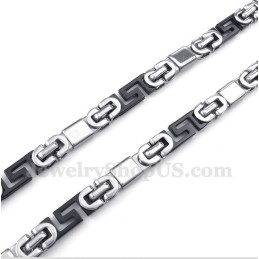 Collier Pour Homme En Titane Noir À Motif Méandre Grec