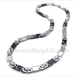 Collier Pour Homme En Titane Noir À Motif Méandre Grec