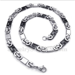 Collier Pour Homme En Titane Noir À Motif Méandre Grec