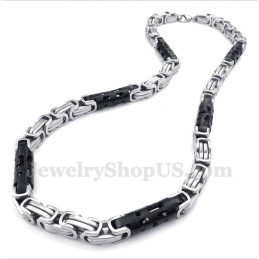 Collier Cylindre Noir En Titane Pour Homme
