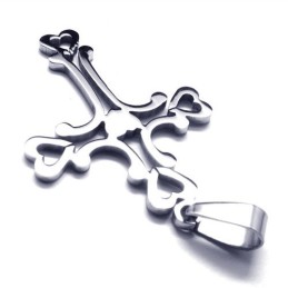 Pendentif Croix En Titane Avec Cœur Et Amour
