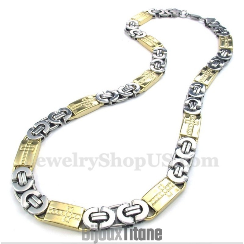 Collier Croix En Titane Et Or Pour Homme Collier Croix En Titane Et Or Pour Homme