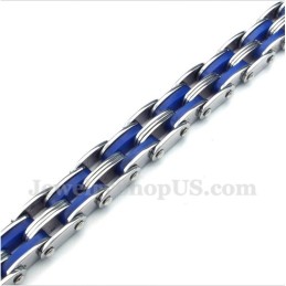 Bracelet En Caoutchouc Bleu Titane Pour Homme