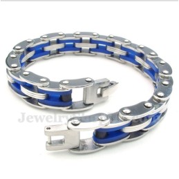 Bracelet En Caoutchouc Bleu Titane Pour Homme