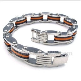 Bracelet Homme En Titane, Orange Et Caoutchouc Noir