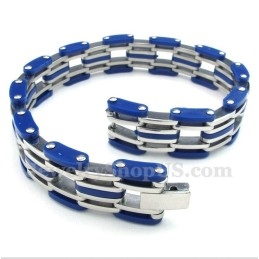 Bracelet En Caoutchouc Bleu Titane Pour Homme