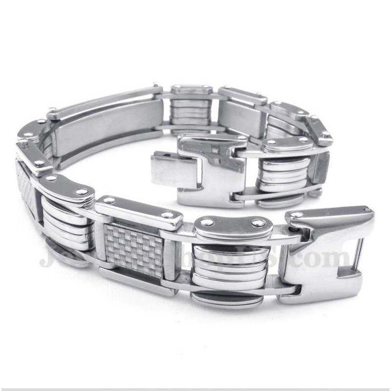 Bracelet Homme En Titane Et Fibre De Carbone Blanc