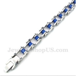 Bracelet Chaîne De Vélo En Caoutchouc Bleu Titane Pour Homme