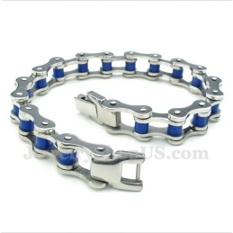 Bracelet Chaîne De Vélo En Caoutchouc Bleu Titane Pour Homme