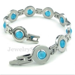 Bracelet Homme En Perles Rondes Bleues En Titane